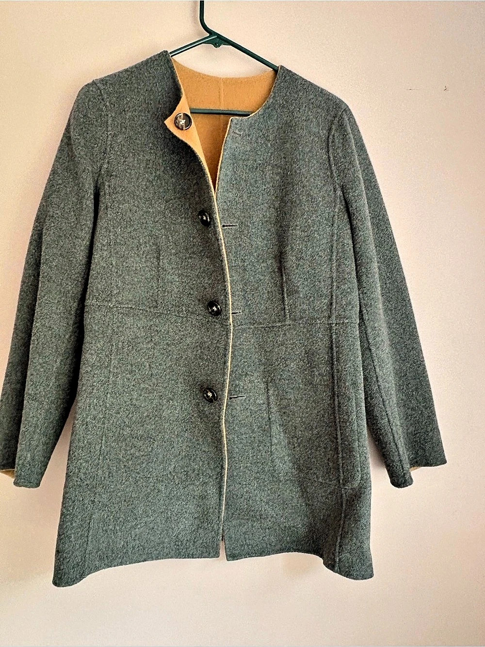 Talbots Reversible Wool Blend Coat in Gray & Brown Size 6 Like New